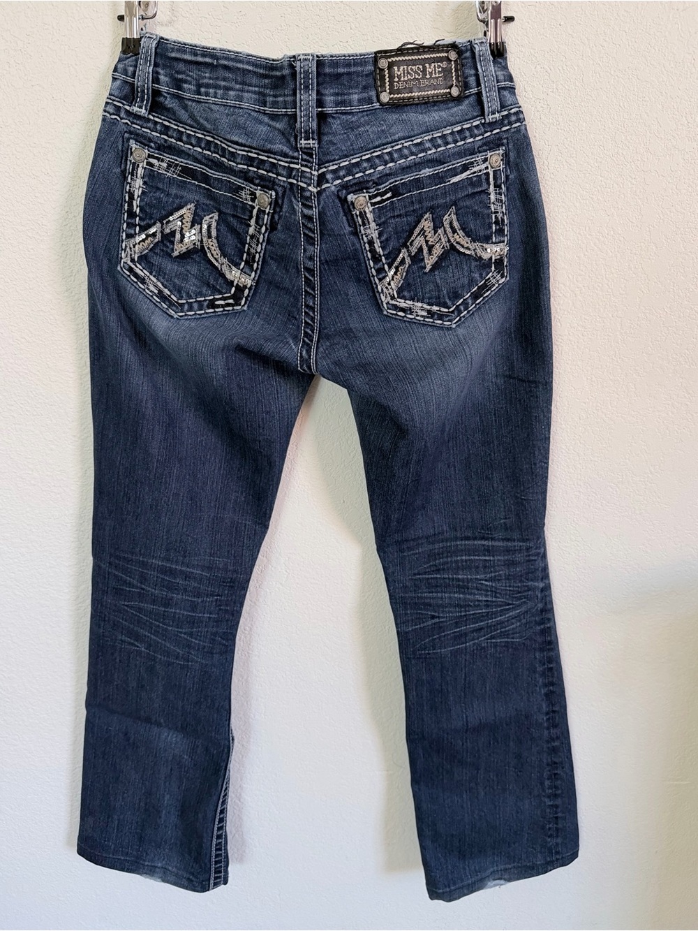 Miss Me Dark Blue Embroidered Back Pocket Boot Cut Jeans